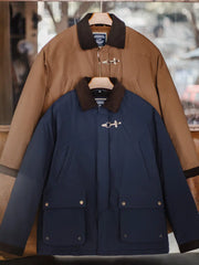 ハンティングジャケット コーデュロイ襟切り替え サファリショートコート