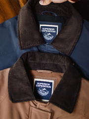 ハンティングジャケット コーデュロイ襟切り替え サファリショートコート