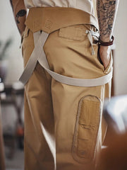 ヴィンテージカーハート風 フライトタイプ カーキサスペンダーパンツ