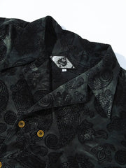 ヴィンテージジャカード 古巴襟ショートスリーブシャツ