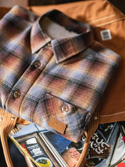 ヘビーフランネル チェックシャツジャケット ボアライニング仕様