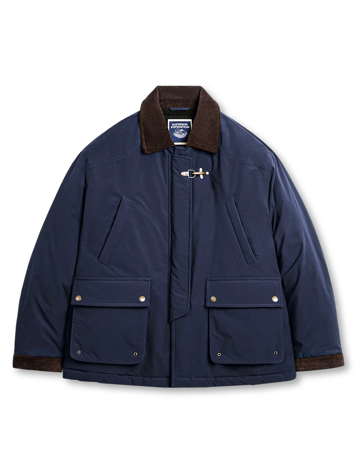 ハンティングジャケット コーデュロイ襟 サファリコート ブラウン ネイビー 19世紀復刻風 ショート丈 防風アウター